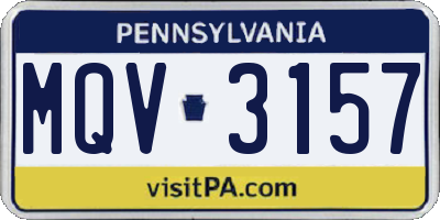 PA license plate MQV3157