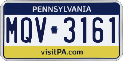 PA license plate MQV3161