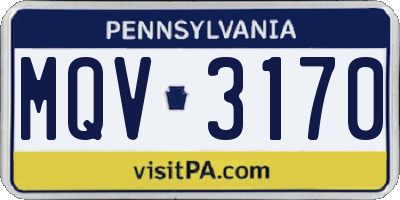 PA license plate MQV3170