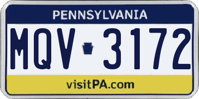 PA license plate MQV3172