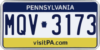PA license plate MQV3173