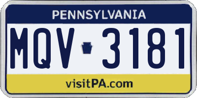 PA license plate MQV3181