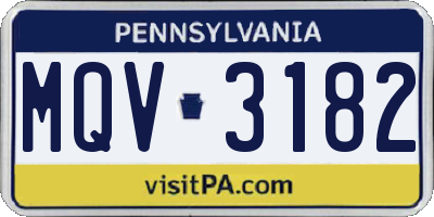 PA license plate MQV3182