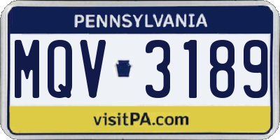 PA license plate MQV3189