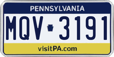 PA license plate MQV3191