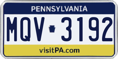 PA license plate MQV3192