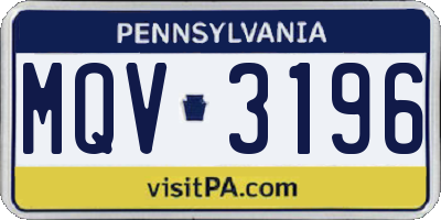 PA license plate MQV3196