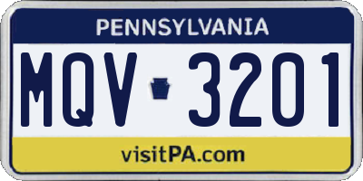 PA license plate MQV3201