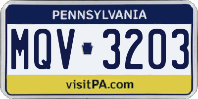PA license plate MQV3203