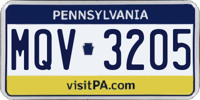 PA license plate MQV3205