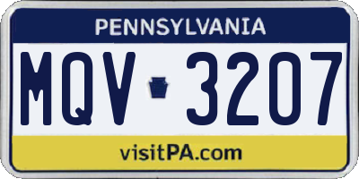 PA license plate MQV3207