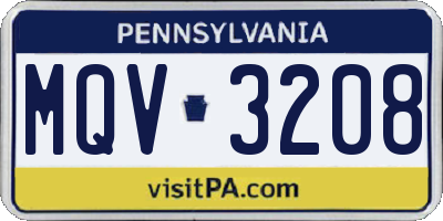 PA license plate MQV3208