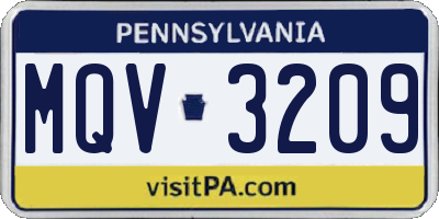 PA license plate MQV3209