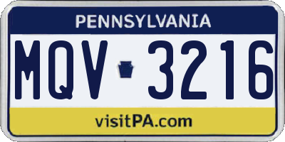 PA license plate MQV3216