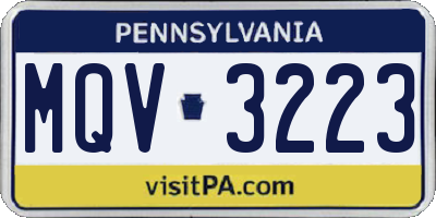 PA license plate MQV3223