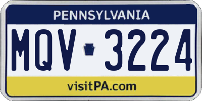 PA license plate MQV3224