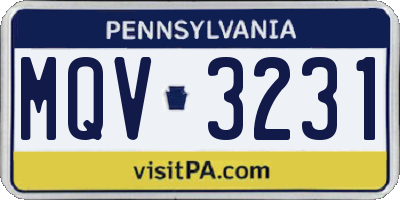 PA license plate MQV3231