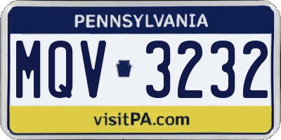 PA license plate MQV3232