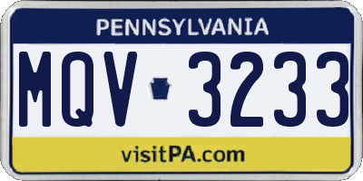 PA license plate MQV3233