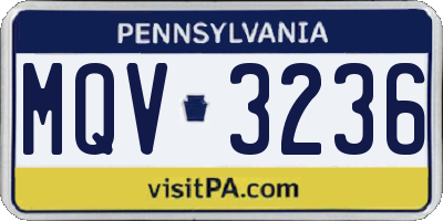 PA license plate MQV3236