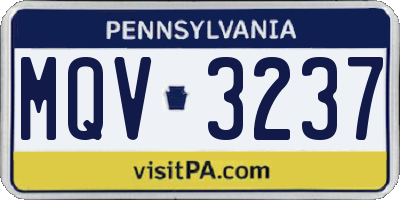 PA license plate MQV3237