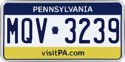 PA license plate MQV3239