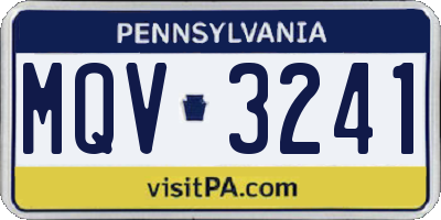 PA license plate MQV3241