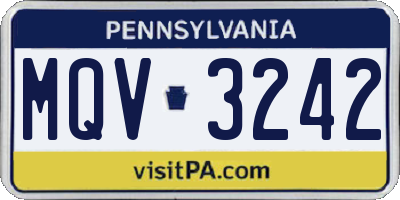 PA license plate MQV3242