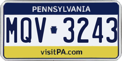 PA license plate MQV3243