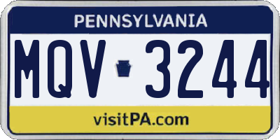 PA license plate MQV3244