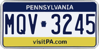 PA license plate MQV3245