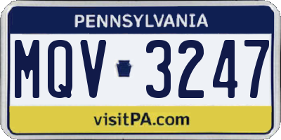 PA license plate MQV3247