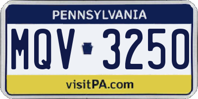 PA license plate MQV3250