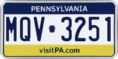 PA license plate MQV3251