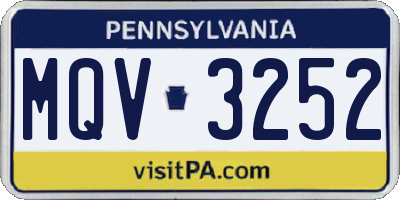 PA license plate MQV3252