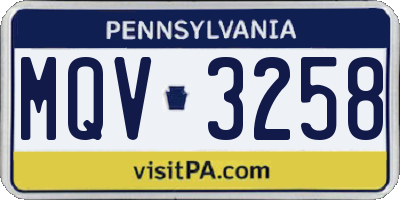 PA license plate MQV3258