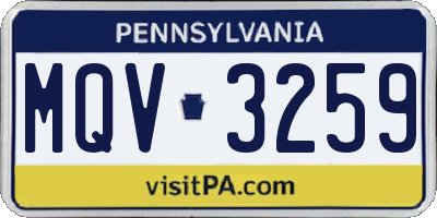 PA license plate MQV3259