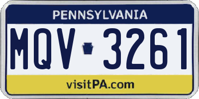 PA license plate MQV3261
