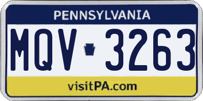 PA license plate MQV3263