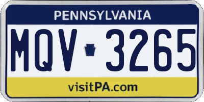 PA license plate MQV3265