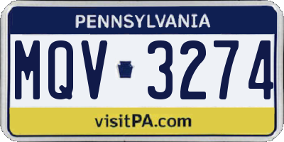 PA license plate MQV3274