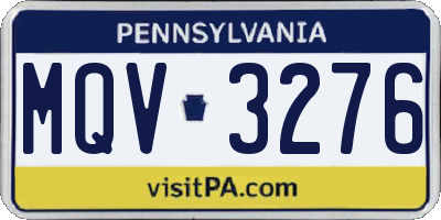 PA license plate MQV3276