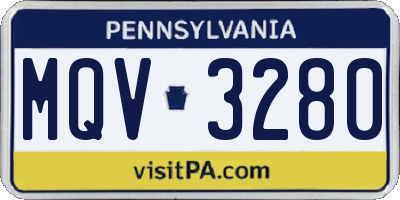 PA license plate MQV3280