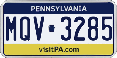 PA license plate MQV3285