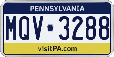PA license plate MQV3288