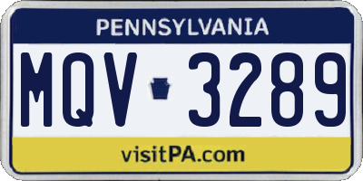 PA license plate MQV3289
