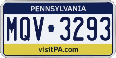 PA license plate MQV3293