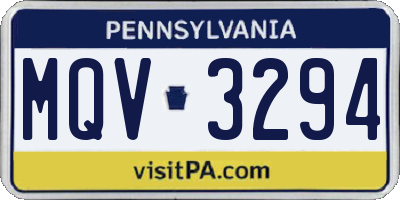 PA license plate MQV3294