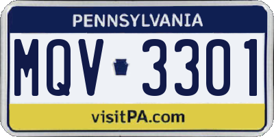 PA license plate MQV3301