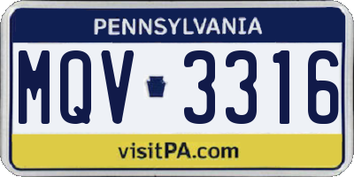 PA license plate MQV3316